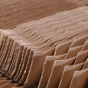 Detail of honeycomb paper used in Hexacell packaging components.