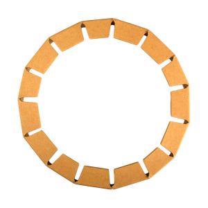 Circular wraparound paper spacer assembled from honeycomb segments.